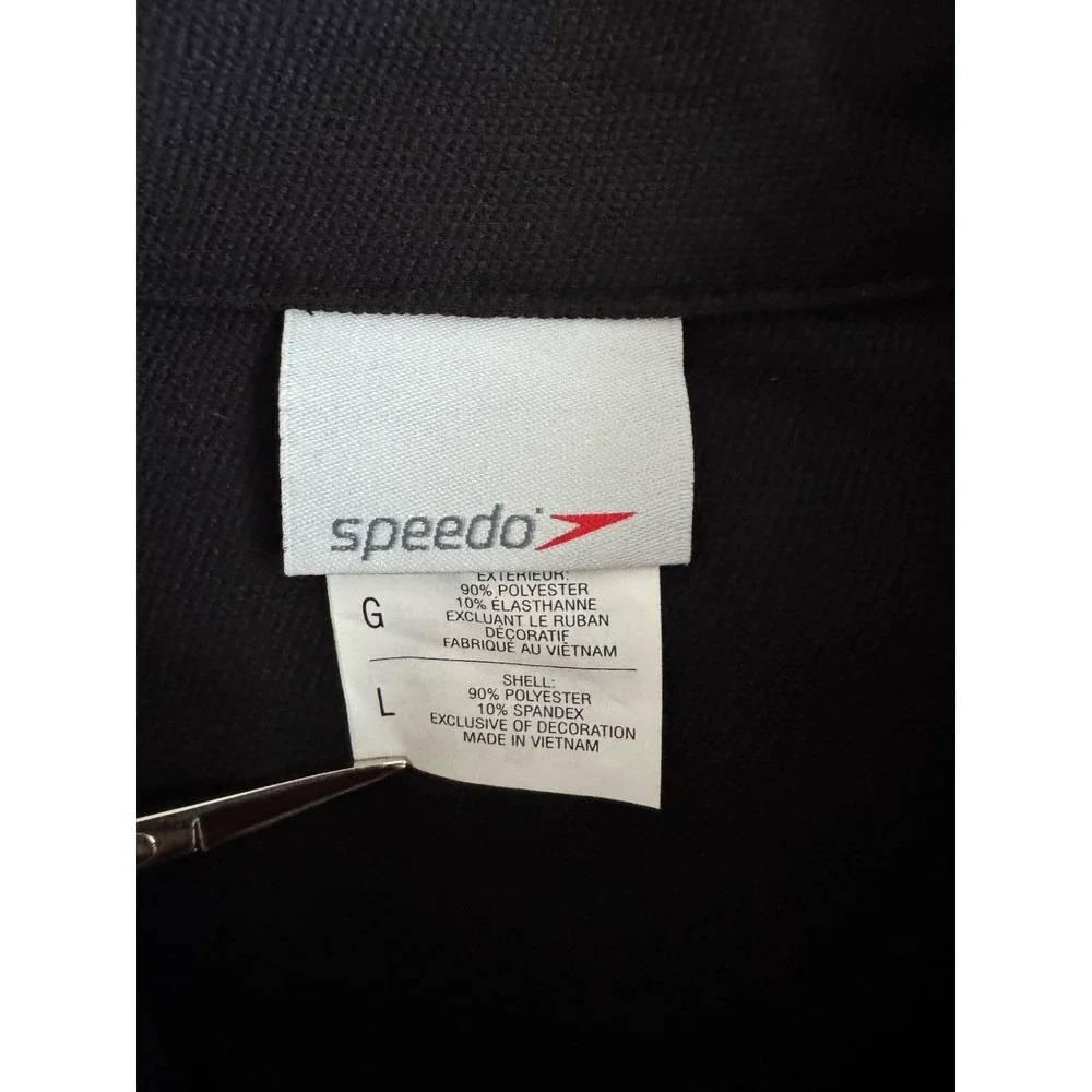 Speedo‎ Men's Boom Force Stretch Warm Up Swim Jacket Black Off White Size Large